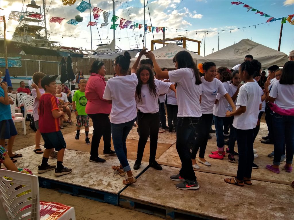 Dancing with local school kids in La Paz