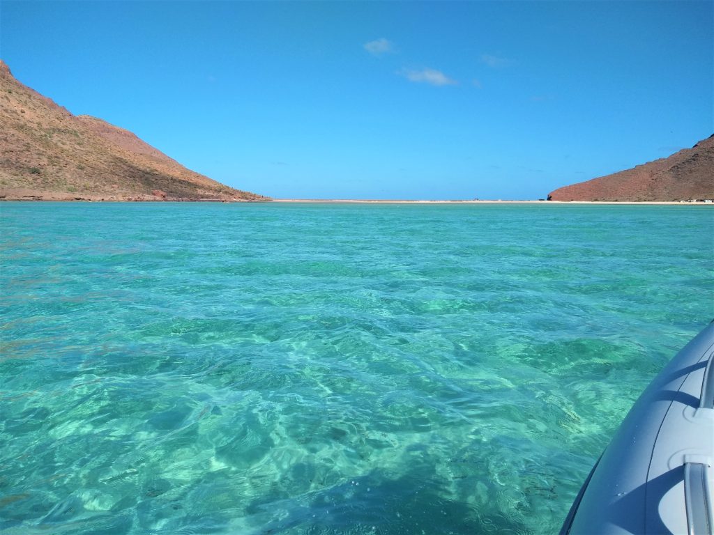 Yes, the water really was this blue!  View from dinghy before landing on the beach in Caleta Partida