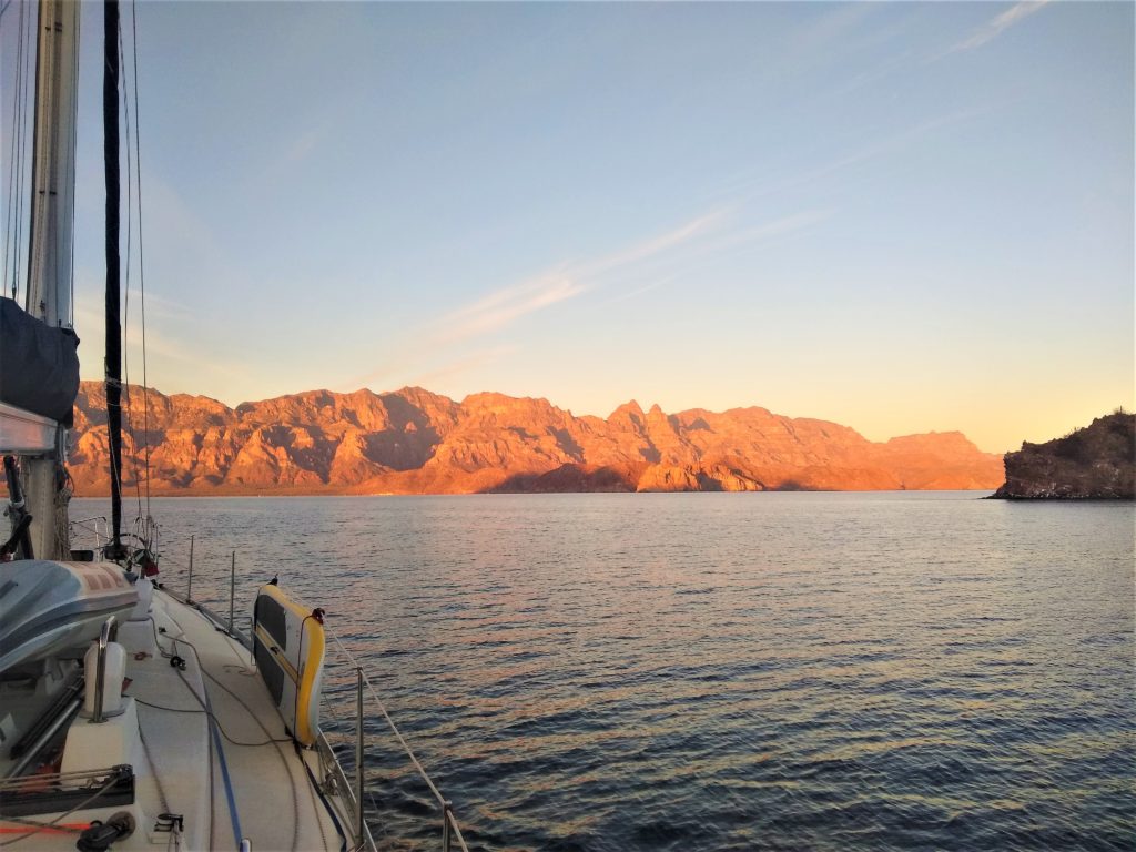 Morning Sunshine as we leave Honeymoon Cove on Isla Danzante for an 80 mile day heading south