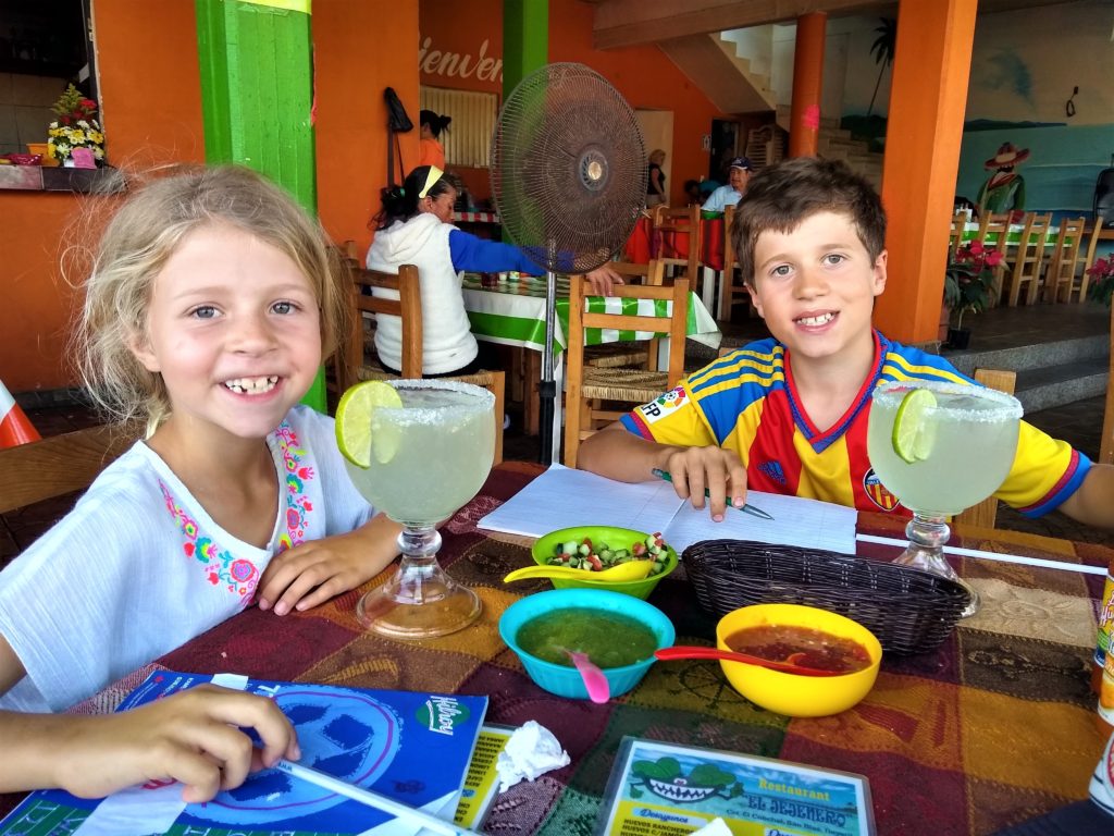 Limonadas, Quesadillas and journal writing at a outdoor restaurant in San Blas.
