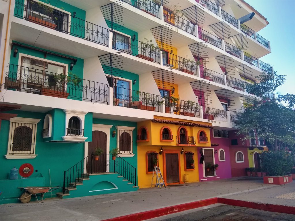 Colourful buildings in old town, Puerto Vallarta