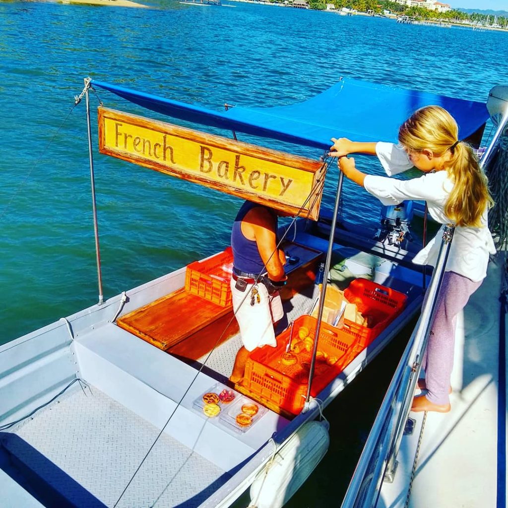 French baking delivered to the boat at Barra de Navidad lagoon