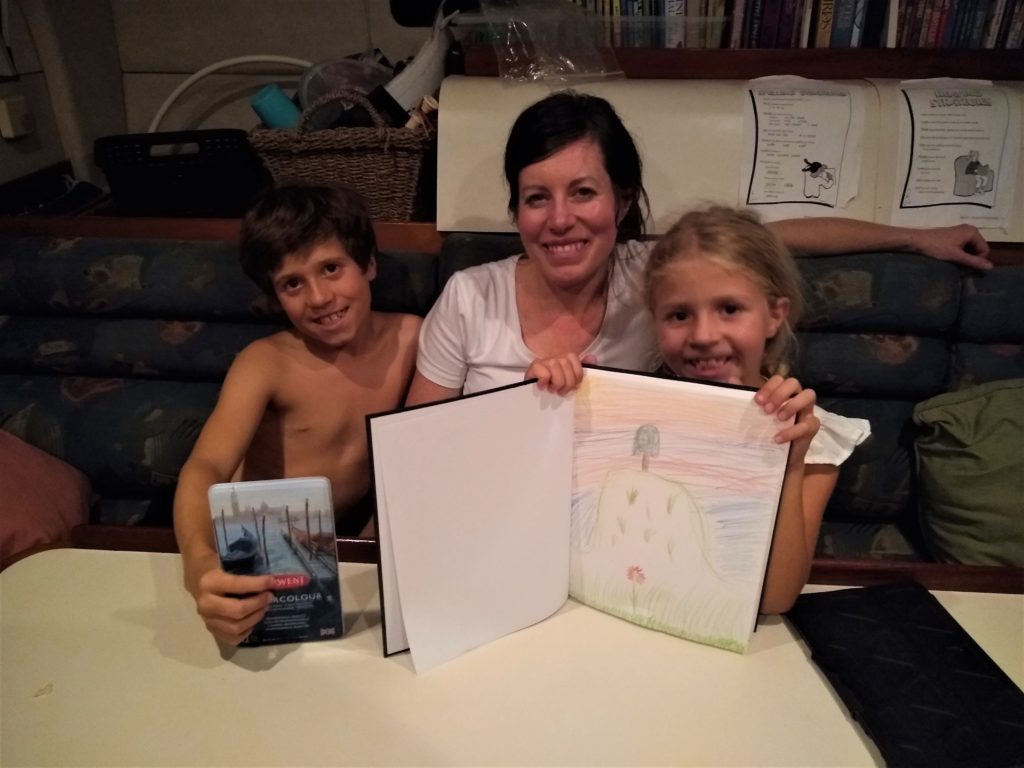 Thank you Auntie Gill and Uncle D for the awesome sketchbooks and painting crayons!