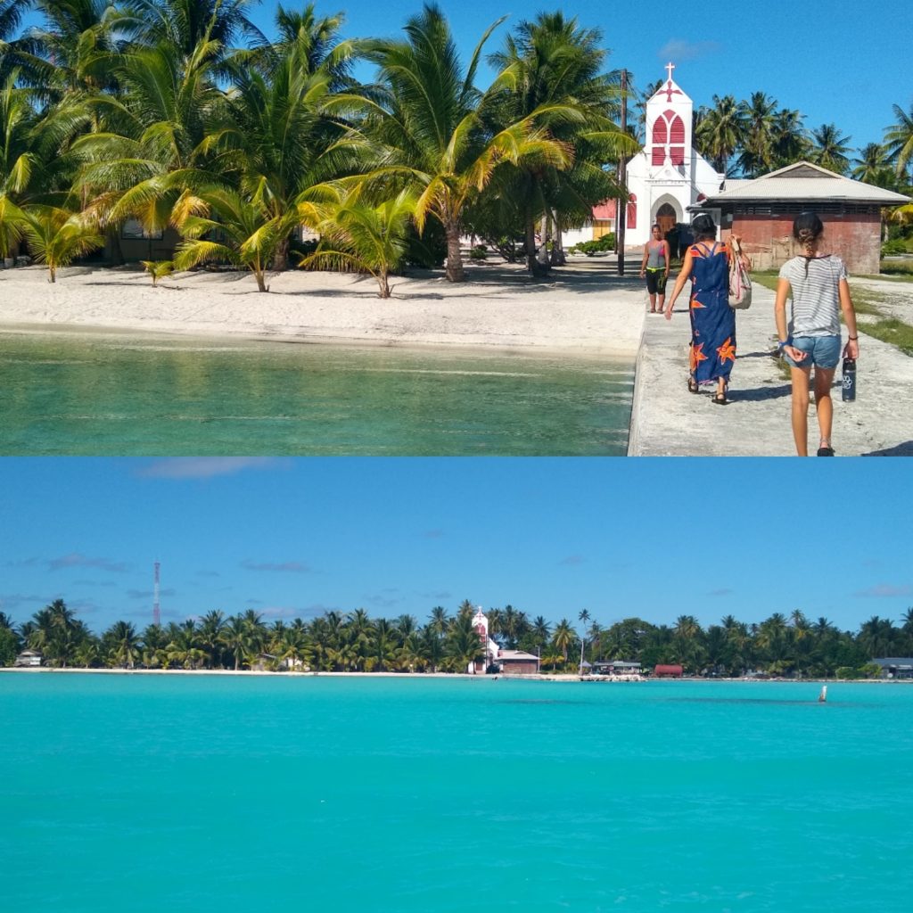 The beautiful blue water and charming town in Kauhei