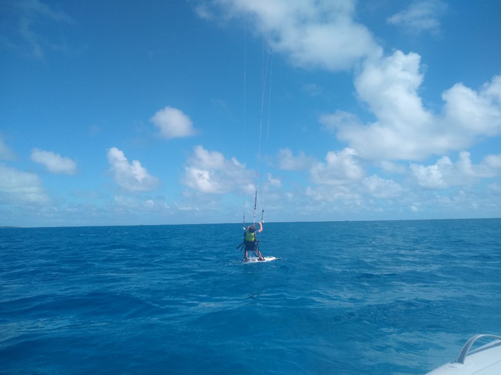 Nathan up on his Kite Board - first time!