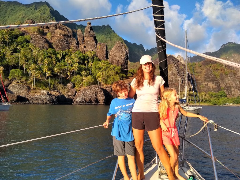 Cruising dream realized - sailing into Bay of Virgins, Fatu Hiva.