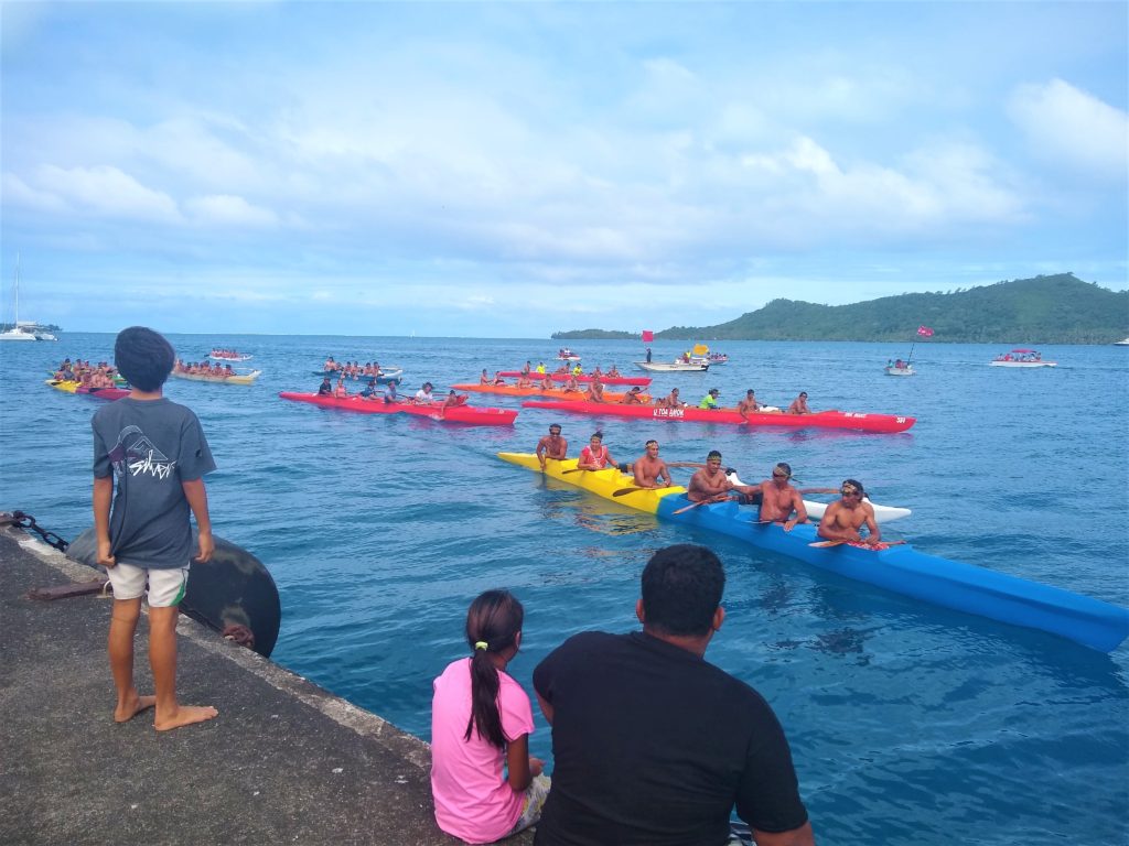 Heiva in Bora Bora. We watched the paddlers compete for first place.