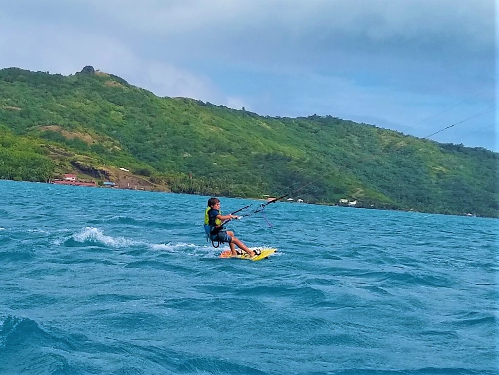 Nathan kiting in Bora Bora! He is getting better and better!