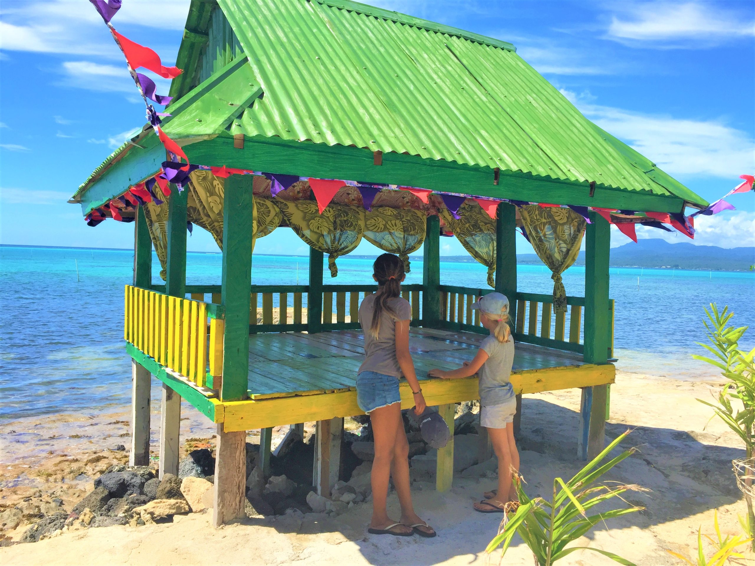 Beautiful view from a beachside fale on Manono Island - small island between Upolu and Savaii