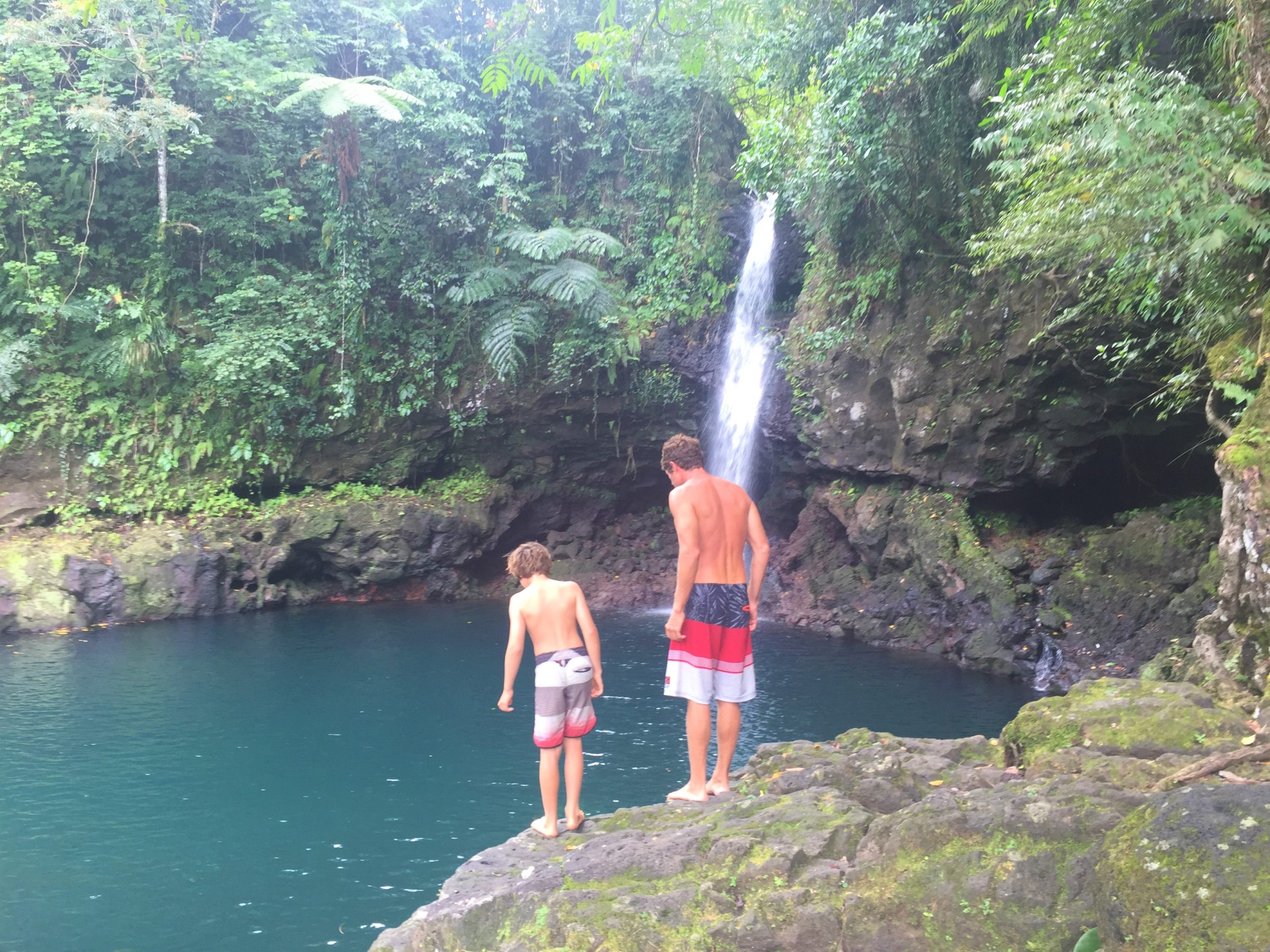 Who's going to jump first? Epic swimming hole on Upolu