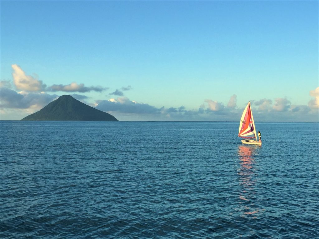 Evening byte sail with view of Volcano - we climbed that!