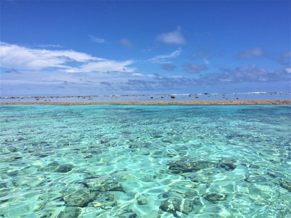 Calm waters inside the reef.