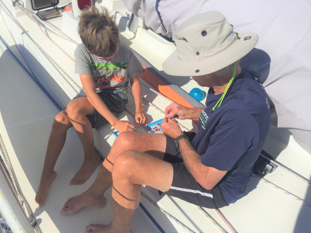 Playing magnetic 'connect 4'  underway