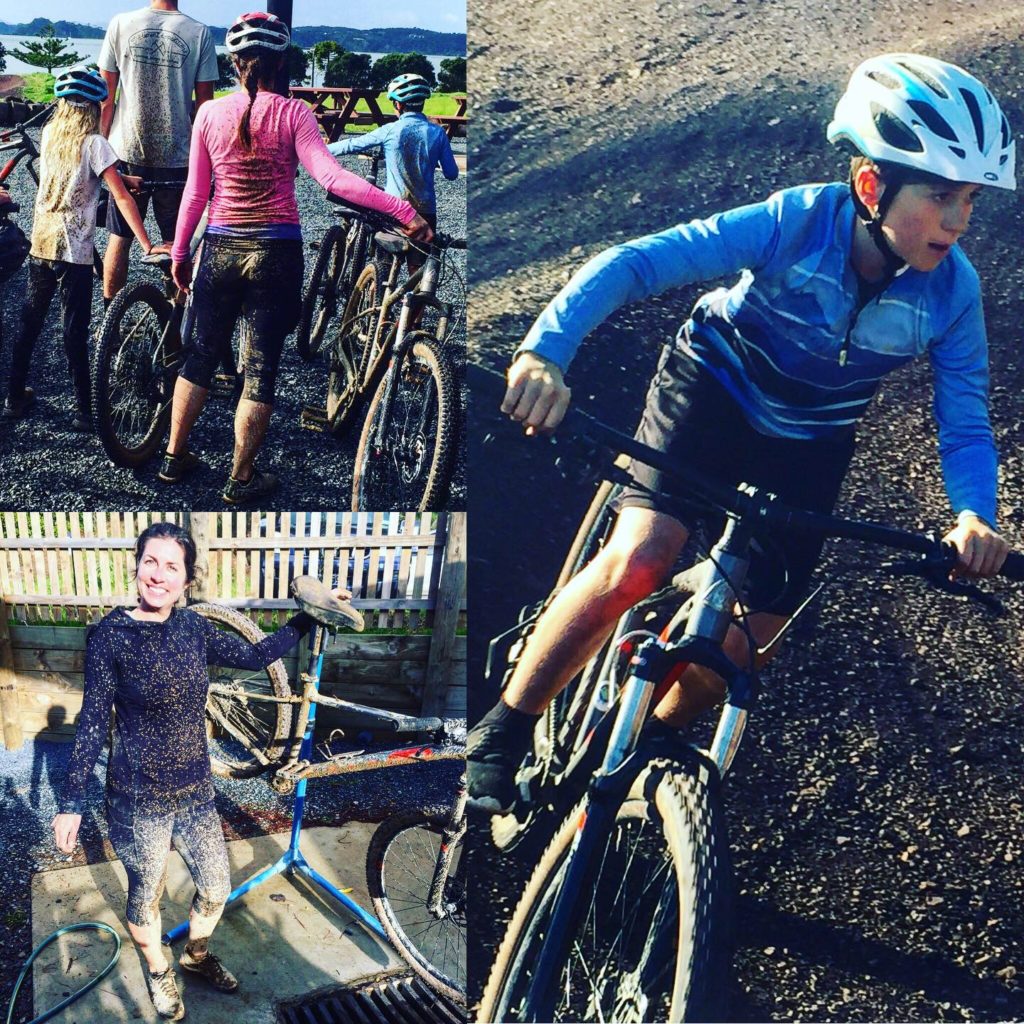 Getting muddy while bikeriding