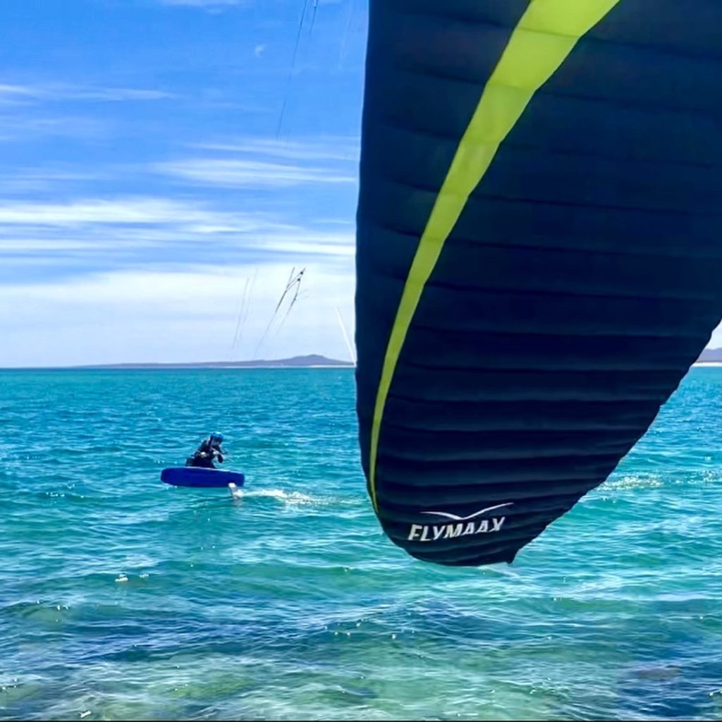 Go Nate! Flying on his 18m kite