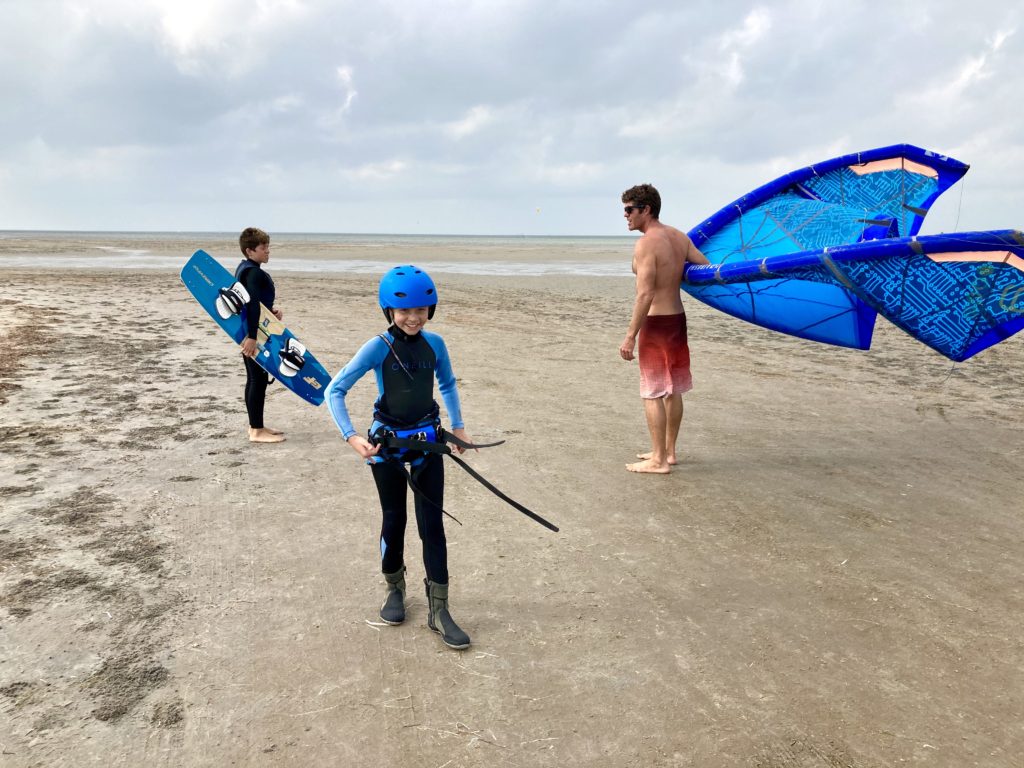 Kiting at South Padre - go Julia!