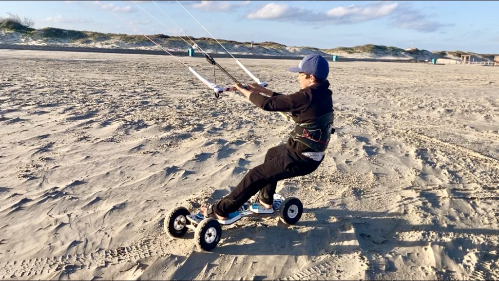 Nathan trying out land kiting